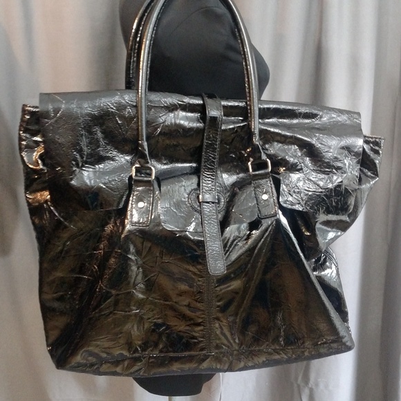 Leonello Borghi Men"s Patent Leather Weekender - Picture 3 of 8